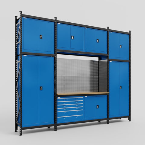 M121-3C Modular Work Bench - H3100mm x W3840mm | MDF WBT | Blue
