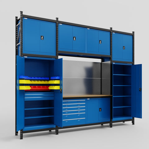 M121-3C Modular Work Bench - H3100mm x W3840mm | MDF WBT | Blue