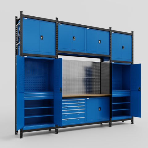 M121-3C Modular Work Bench - H3100mm x W3840mm | MDF WBT | Blue