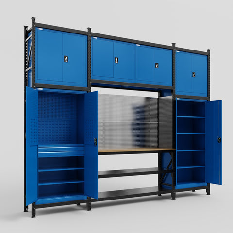 M121 Modular Work Bench - H3100mm x W3840mm | MDF WBT | Blue