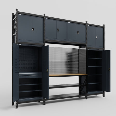 M121 Modular Work Bench - H3100mm x W3840mm | MDF WBT | Dark Grey