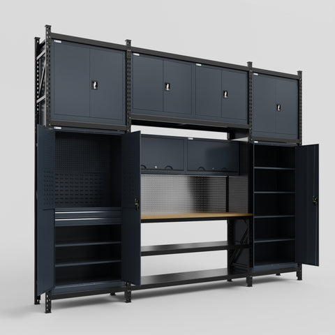 M121 Modular Work Bench - H3100mm x W3840mm | MDF WBT | Dark Grey