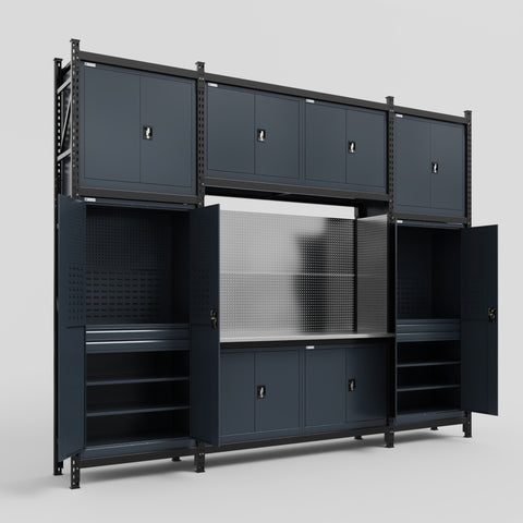 M121 Modular Work Bench - H3100mm x W3840mm | Stainless WBT | Dark Grey