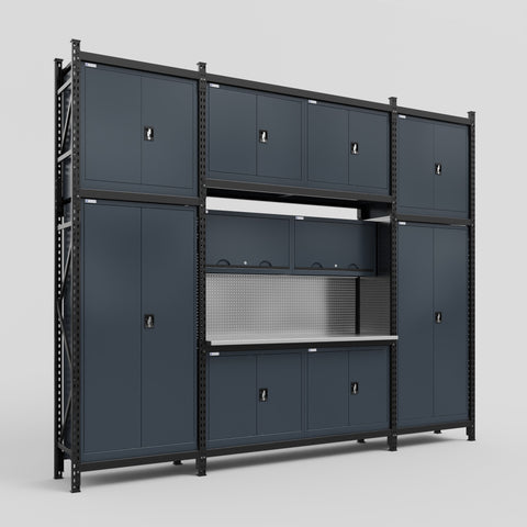 M121 Modular Work Bench - H3100mm x W3840mm | Stainless WBT | Dark Grey