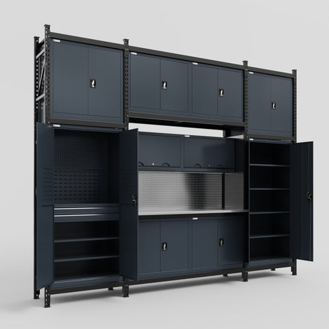 M121 Modular Work Bench - H3100mm x W3840mm | Stainless WBT | Dark Grey