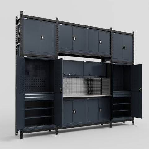 M121 Modular Work Bench - H3100mm x W3840mm | Stainless WBT | Dark Grey