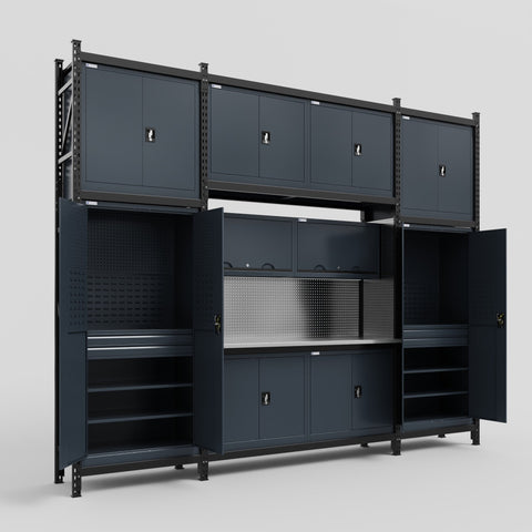 M121 Modular Work Bench - H3100mm x W3840mm | Stainless WBT | Dark Grey