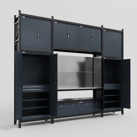M121 Modular Work Bench - H3100mm x W3840mm | Stainless WBT | Dark Grey