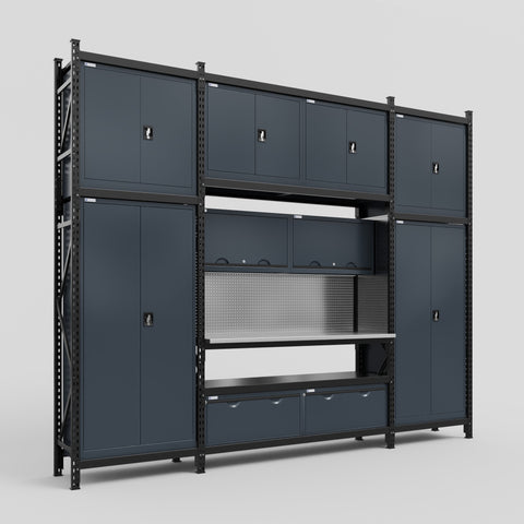M121 Modular Work Bench - H3100mm x W3840mm | Stainless WBT | Dark Grey