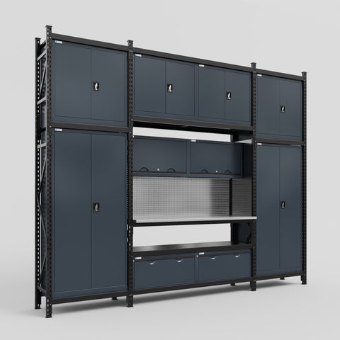 M121 Modular Work Bench - H3100mm x W3840mm | Stainless WBT | Dark Grey