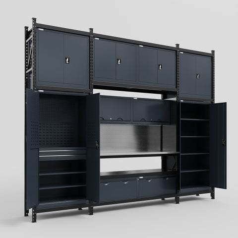 M121 Modular Work Bench - H3100mm x W3840mm | Stainless WBT | Dark Grey