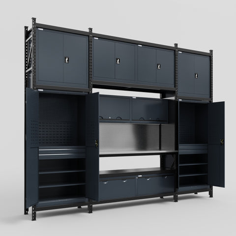 M121 Modular Work Bench - H3100mm x W3840mm | Stainless WBT | Dark Grey