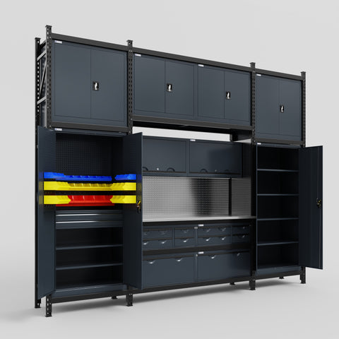 M121 Modular Work Bench - H3100mm x W3840mm | Stainless WBT | Dark Grey