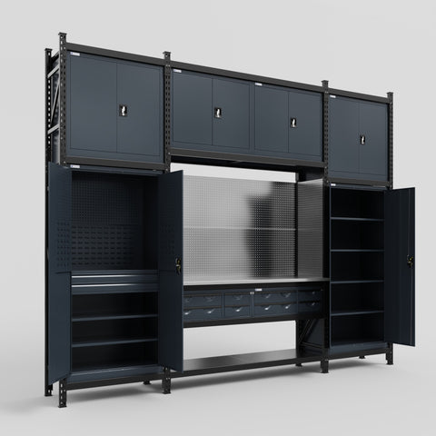 M121 Modular Work Bench - H3100mm x W3840mm | Stainless WBT | Dark Grey