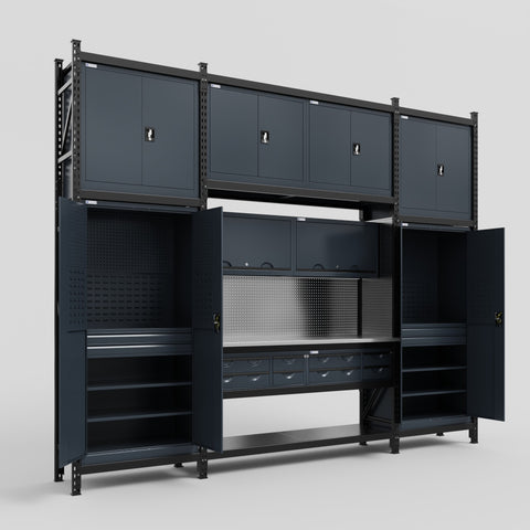 M121 Modular Work Bench - H3100mm x W3840mm | Stainless WBT | Dark Grey