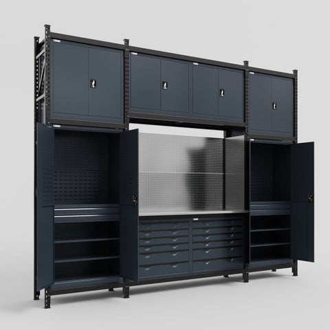 M121 Modular Work Bench - H3100mm x W3840mm | Stainless WBT | Dark Grey
