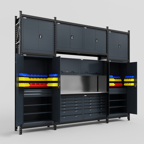 M121 Modular Work Bench - H3100mm x W3840mm | Stainless WBT | Dark Grey