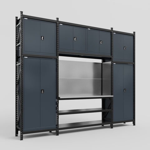 M121 Modular Work Bench - H3100mm x W3840mm | Stainless WBT | Dark Grey