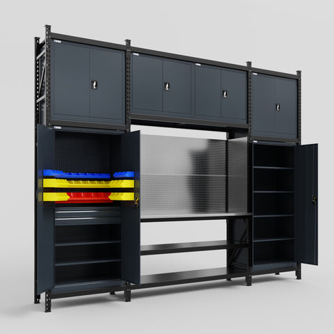 M121 Modular Work Bench - H3100mm x W3840mm | Stainless WBT | Dark Grey