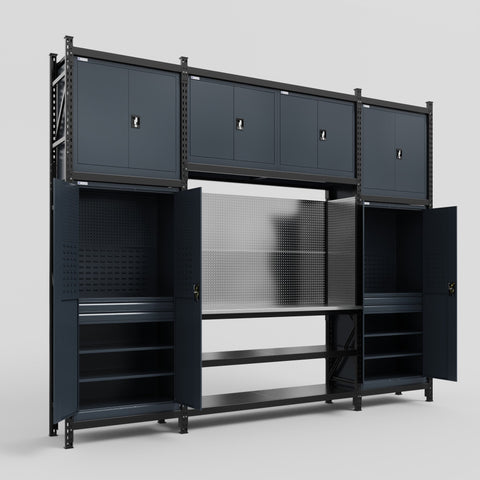 M121 Modular Work Bench - H3100mm x W3840mm | Stainless WBT | Dark Grey