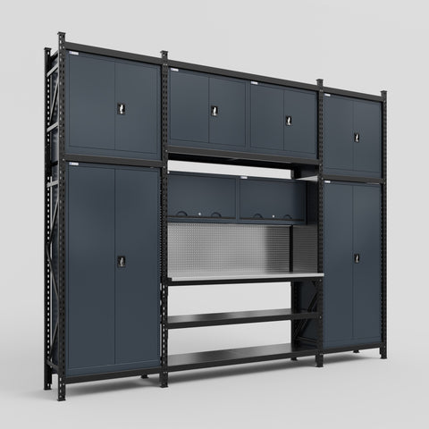 M121 Modular Work Bench - H3100mm x W3840mm | Stainless WBT | Dark Grey