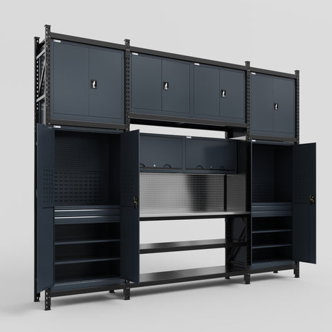 M121 Modular Work Bench - H3100mm x W3840mm | Stainless WBT | Dark Grey