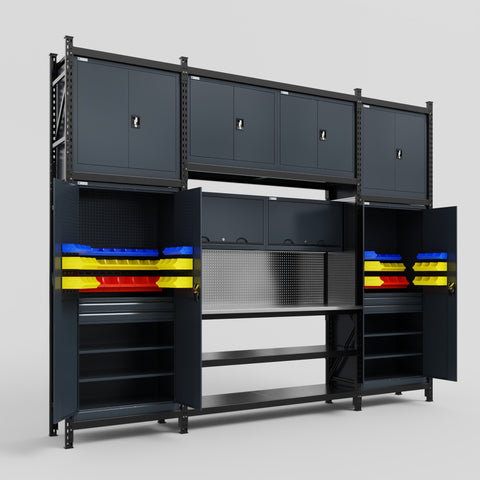 M121 Modular Work Bench - H3100mm x W3840mm | Stainless WBT | Dark Grey