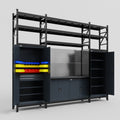 M121 Modular Work Bench with Shelves - H3100mm x W3840mm | Laminate WBT | Dark Grey