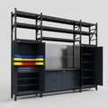 M121 Modular Work Bench with Shelves - H3100mm x W3840mm | Laminate WBT | Dark Grey