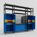M121 Modular Work Bench with Shelves - H3100mm x W3840mm | Laminate WBT | Blue