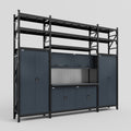 M121 Modular Work Bench with Shelves - H3100mm x W3840mm | Laminate WBT | Dark Grey
