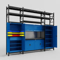 M121 Modular Work Bench with Shelves - H3100mm x W3840mm | Laminate WBT | Blue