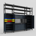 M121 Modular Work Bench with Shelves - H3100mm x W3840mm | Laminate WBT | Dark Grey