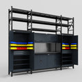M121 Modular Work Bench with Shelves - H3100mm x W3840mm | Laminate WBT | Dark Grey