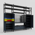 M121 Modular Work Bench with Shelves - H3100mm x W3840mm | Laminate WBT | Dark Grey