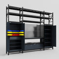 M121 Modular Work Bench with Shelves - H3100mm x W3840mm | Laminate WBT | Dark Grey