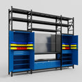 M121 Modular Work Bench with Shelves - H3100mm x W3840mm | Laminate WBT | Blue
