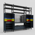 M121 Modular Work Bench with Shelves - H3100mm x W3840mm | Laminate WBT | Dark Grey