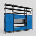 M121 Modular Work Bench with Shelves - H3100mm x W3840mm | Laminate WBT | Blue