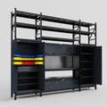 M121 Modular Work Bench with Shelves - H3100mm x W3840mm | Laminate WBT | Dark Grey