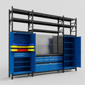 M121 Modular Work Bench with Shelves - H3100mm x W3840mm | Laminate WBT | Blue