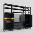 M121 Modular Work Bench with Shelves - H3100mm x W3840mm | Laminate WBT | Dark Grey