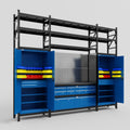 M121 Modular Work Bench with Shelves - H3100mm x W3840mm | Laminate WBT | Blue