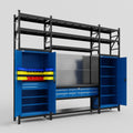 M121 Modular Work Bench with Shelves - H3100mm x W3840mm | Laminate WBT | Blue