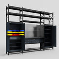M121 Modular Work Bench with Shelves - H3100mm x W3840mm | Laminate WBT | Dark Grey