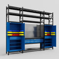 M121 Modular Work Bench with Shelves - H3100mm x W3840mm | Laminate WBT | Blue