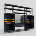 M121 Modular Work Bench with Shelves - H3100mm x W3840mm | Laminate WBT | Dark Grey