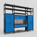 M121 Modular Work Bench with Shelves - H3100mm x W3840mm | Laminate WBT | Blue