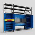 M121 Modular Work Bench with Shelves - H3100mm x W3840mm | Laminate WBT | Blue