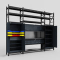 M121 Modular Work Bench with Shelves - H3100mm x W3840mm | Laminate WBT | Dark Grey